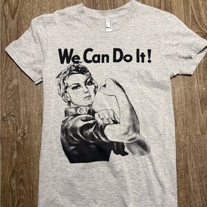Couth Clothing “We Can Do It!” Rosie the Riveter Tee Small Gray American Apparel